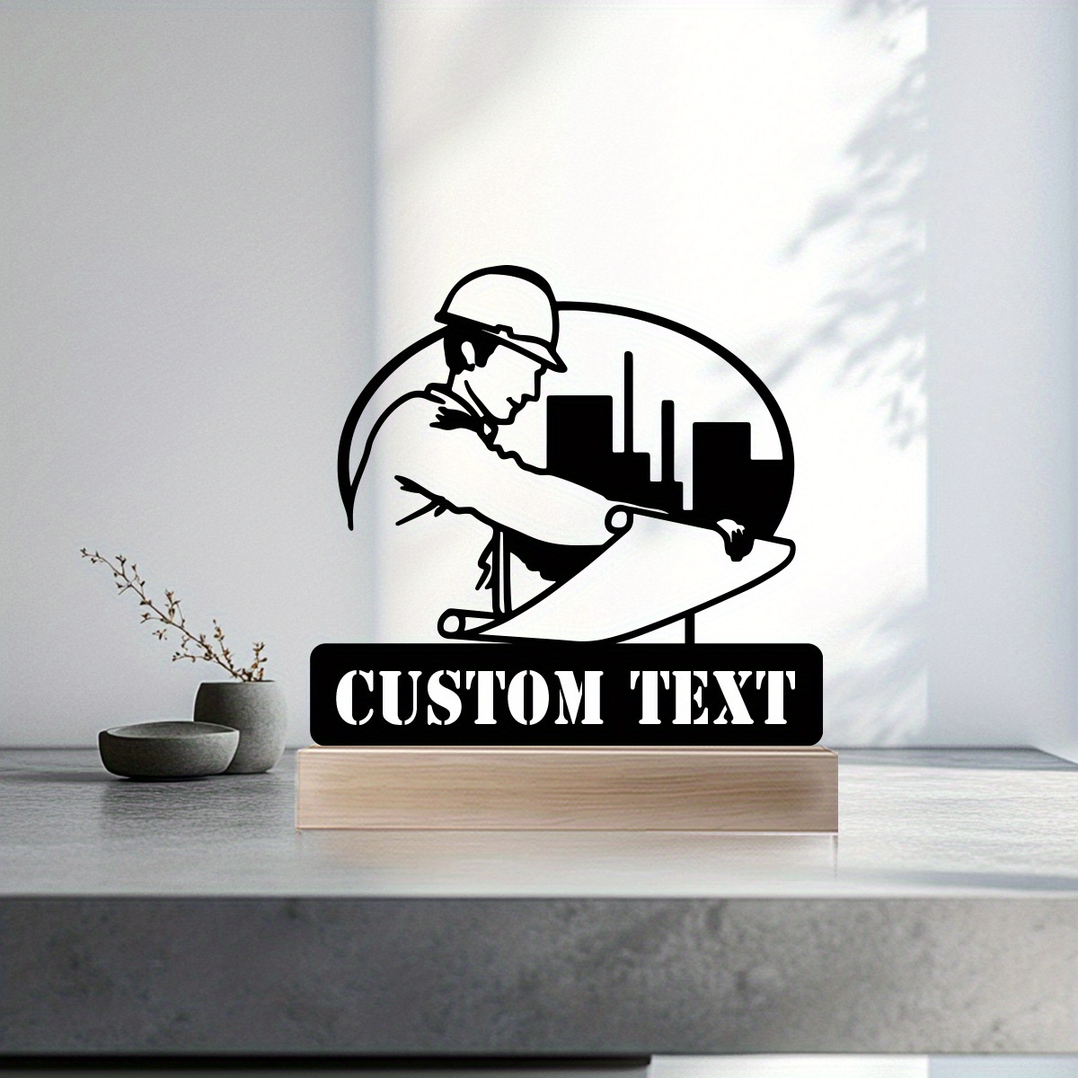 Office Furniture Jobs - Custom Metal Civil Engineer Nameplate, Worker