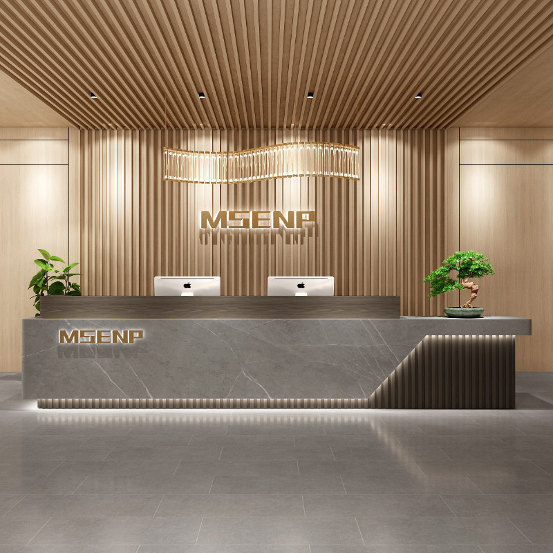 Office Furniture Services - Wood Luxury Reception Desk Counter Modern