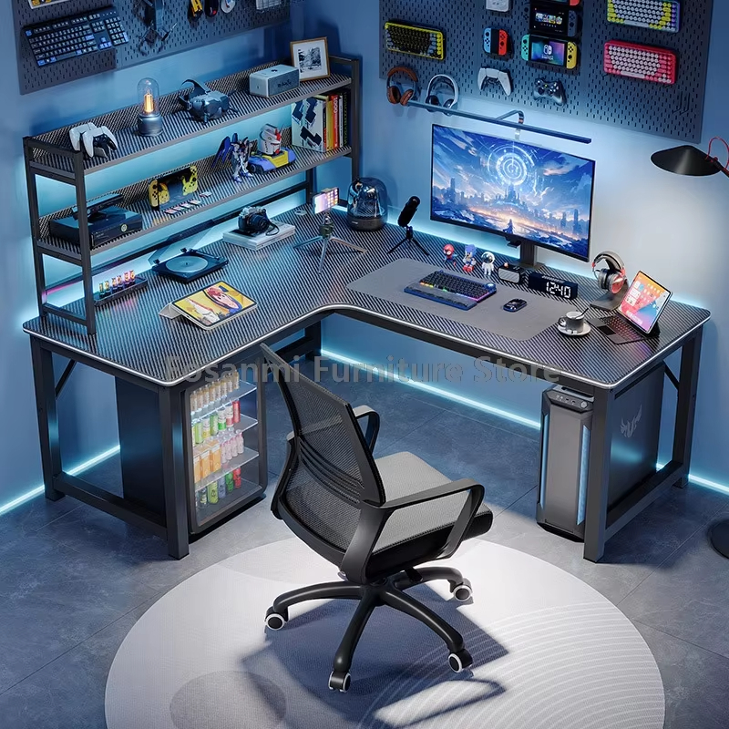 Work Office Furniture - L-Shaped Computer Desk and Chair Set