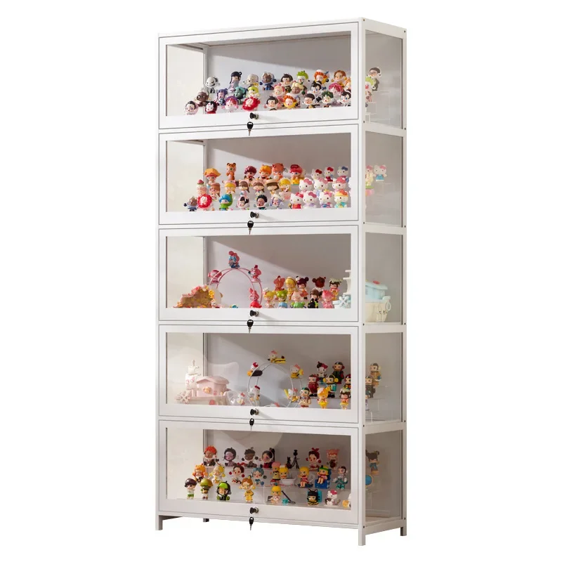 Room Divider Bamboo - Figure Cabinet with Lock Transparent Display