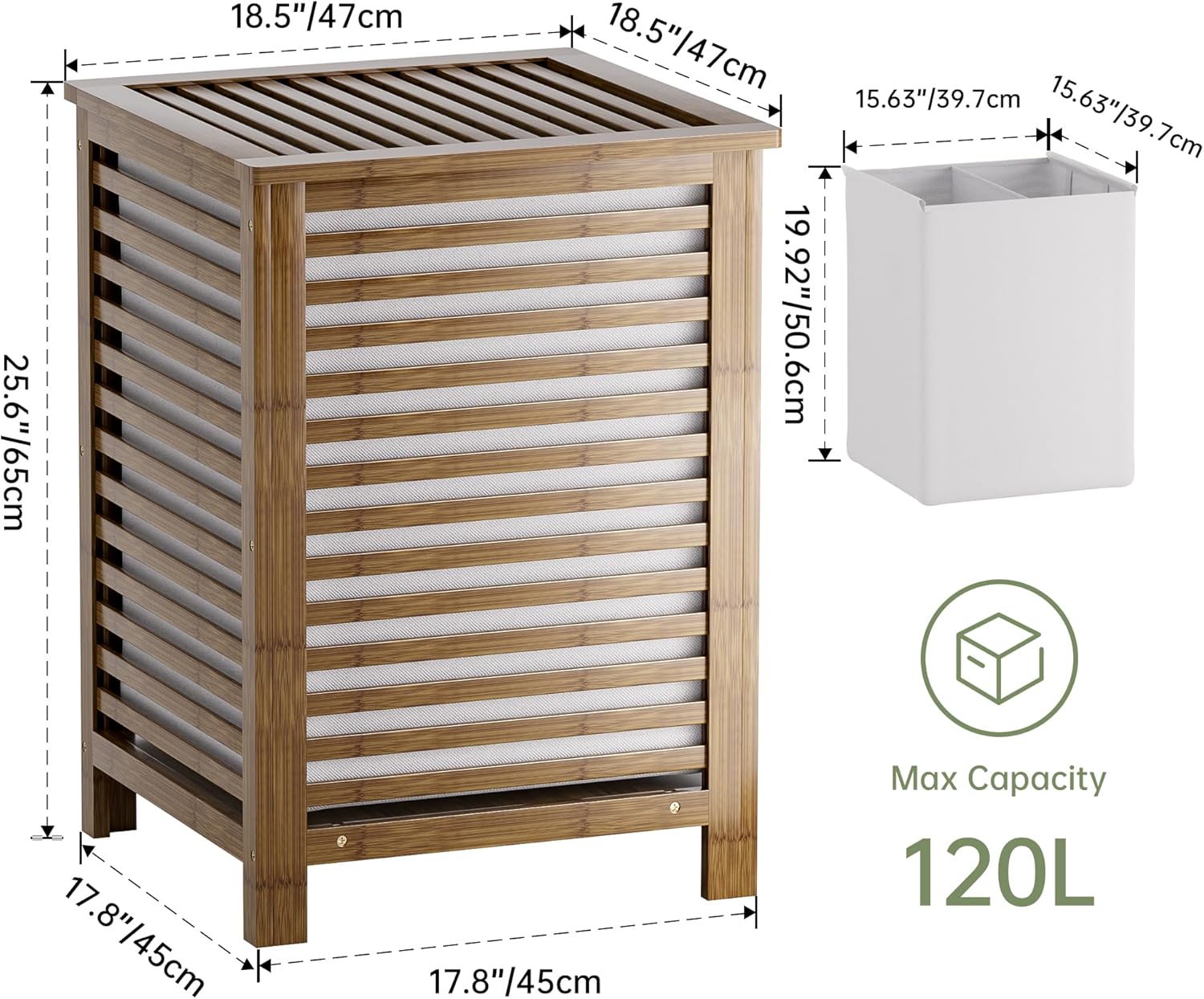Double Laundry Hamper with Lid - đánh giá và giá Room Divider Bamboo
