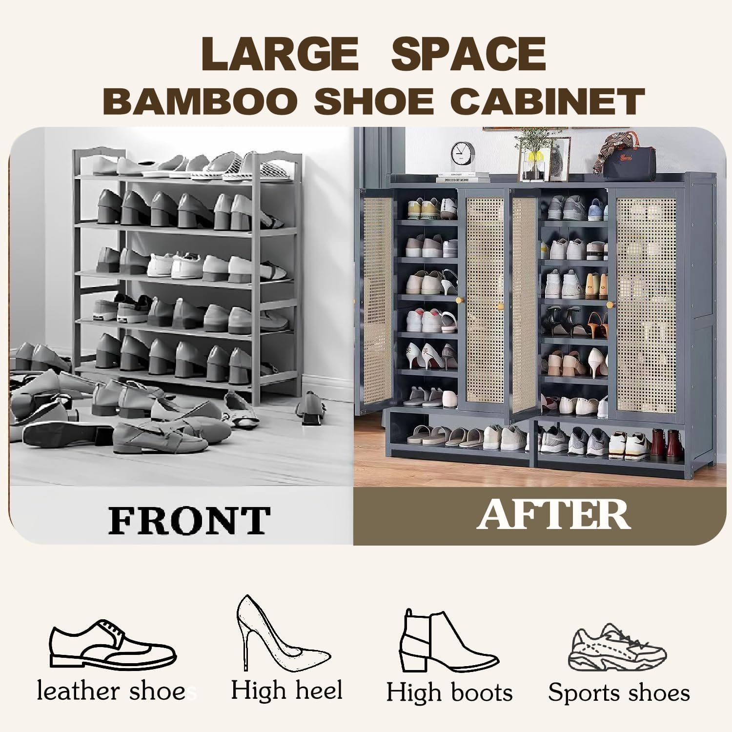 7-Tier Bamboo Shoe Cabinet wit - đánh giá và giá Room Divider Bamboo